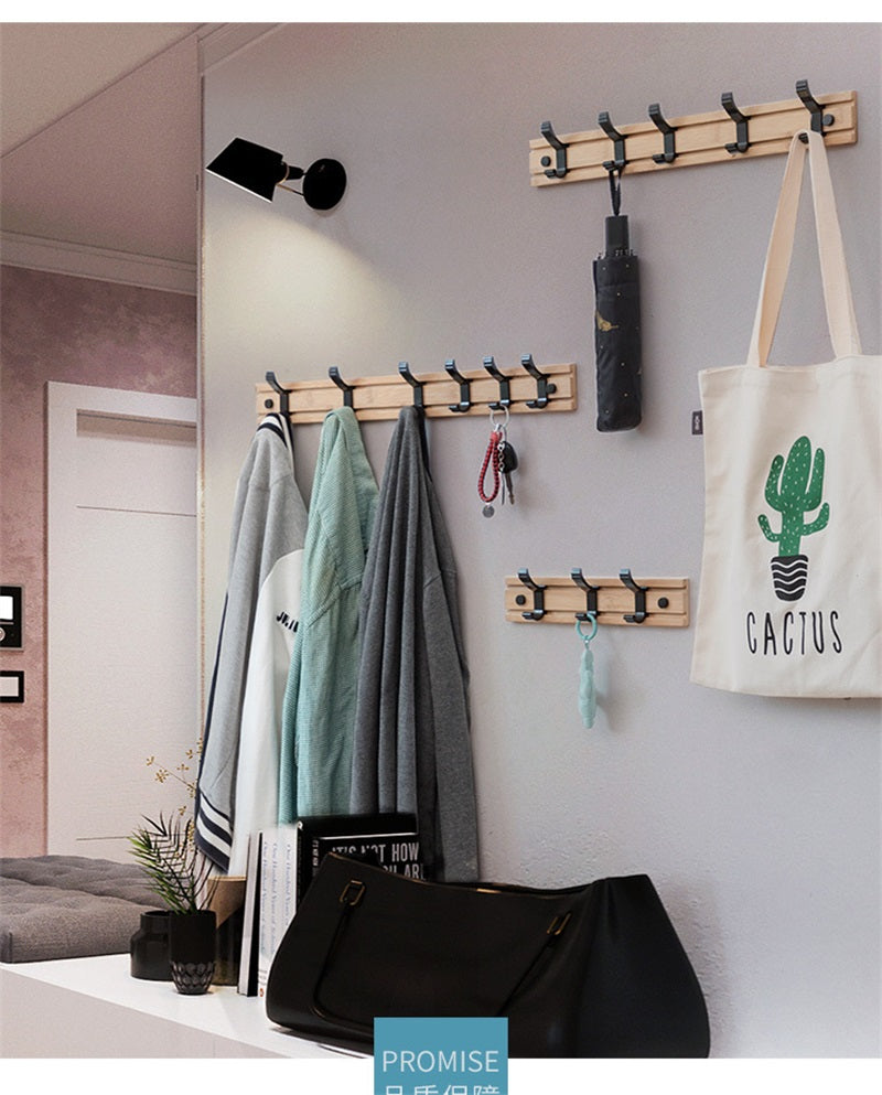 Minimalist Bamboo Wall Coat Rack - Eco-Friendly Entryway & Bedroom Organizer