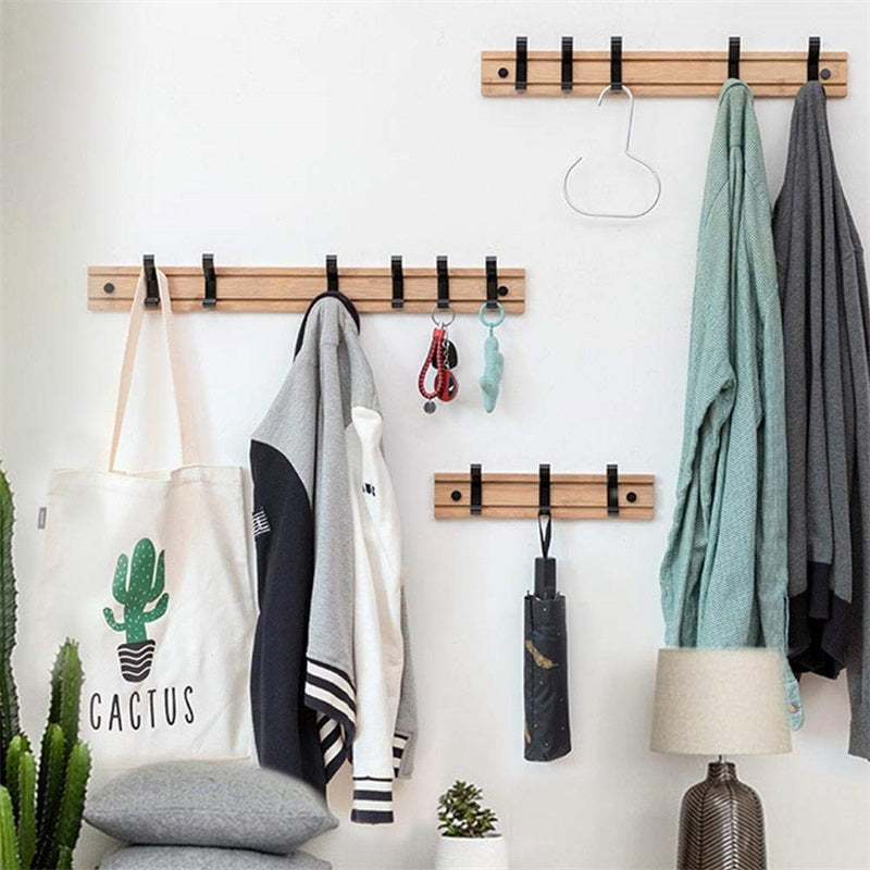 Minimalist Bamboo Wall Coat Rack - Eco-Friendly Entryway & Bedroom Organizer