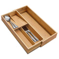 Expandable Bamboo Kitchen Drawer Organizer - Premium Silverware & Utensil Tray