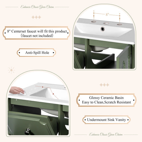 The Willow 30" Vintage Bathroom Vanity & Ceramic Sink