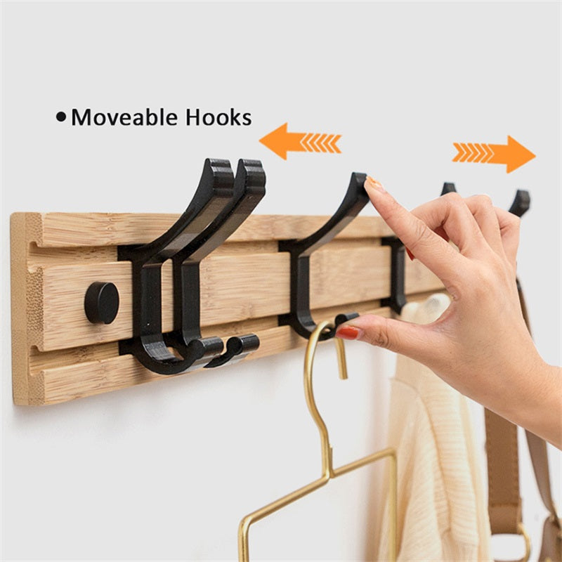Minimalist Bamboo Wall Coat Rack - Eco-Friendly Entryway & Bedroom Organizer