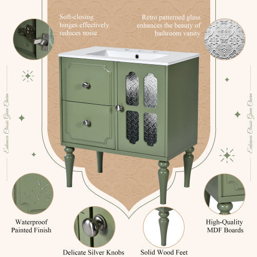 The Willow 30" Vintage Bathroom Vanity & Ceramic Sink