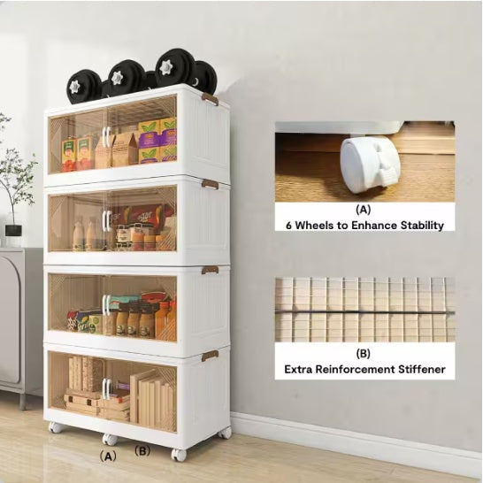 Collapsible Stackable Storage Bin with Lid & Wheels - Large Home Organization Cube