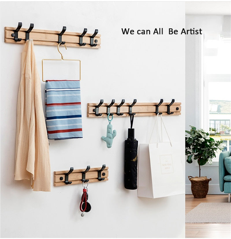 Minimalist Bamboo Wall Coat Rack - Eco-Friendly Entryway & Bedroom Organizer