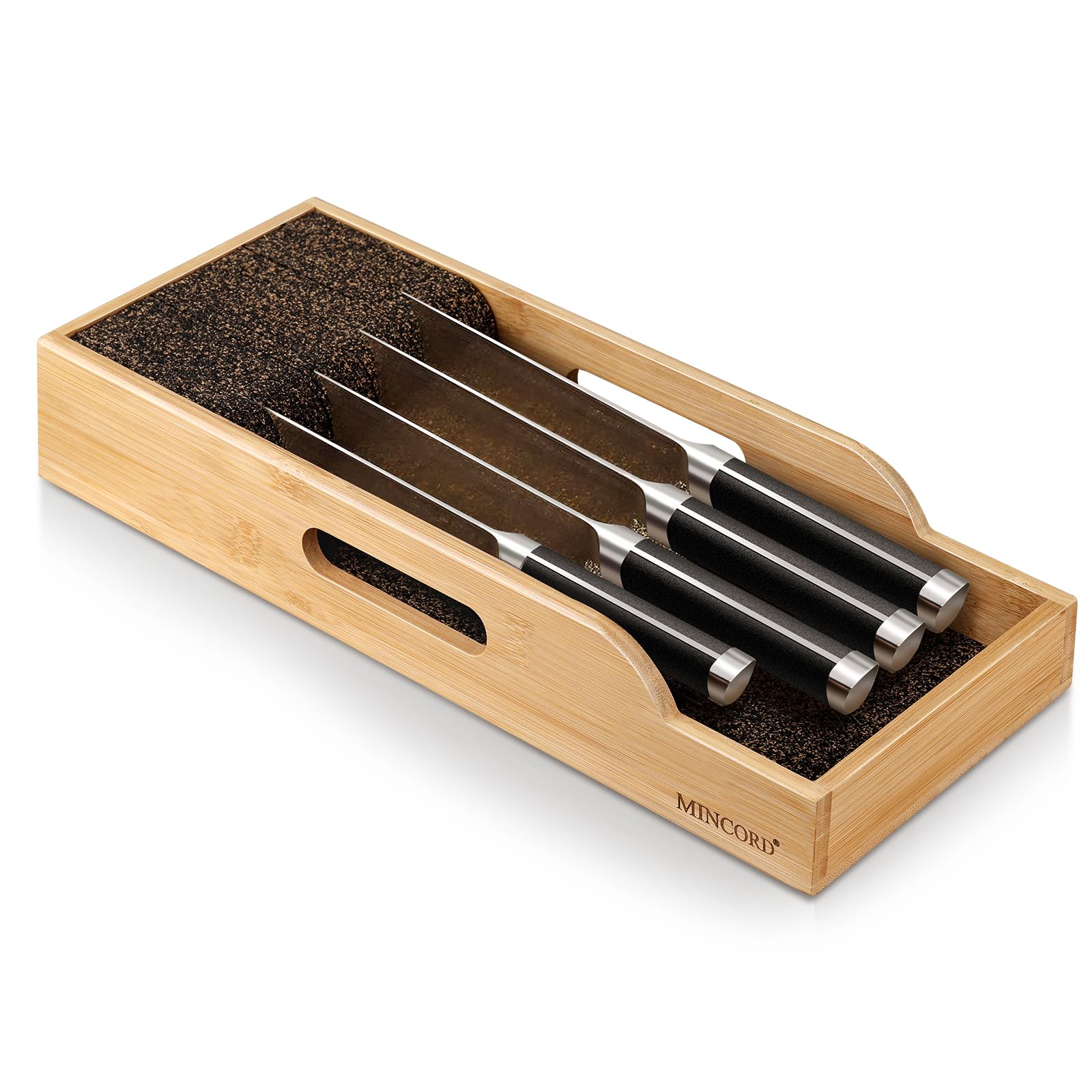 Bamboo Knife Drawer Organizer - Premium Expandable Cutlery Storage Insert