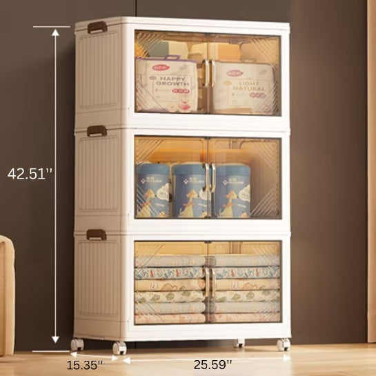 Collapsible Stackable Storage Bin with Lid & Wheels - Large Home Organization Cube