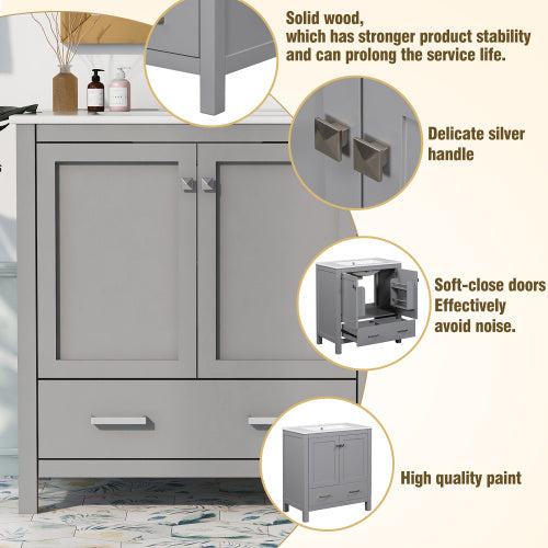 The Serene 30" Soft-Close Bathroom Vanity & Embedded Sink